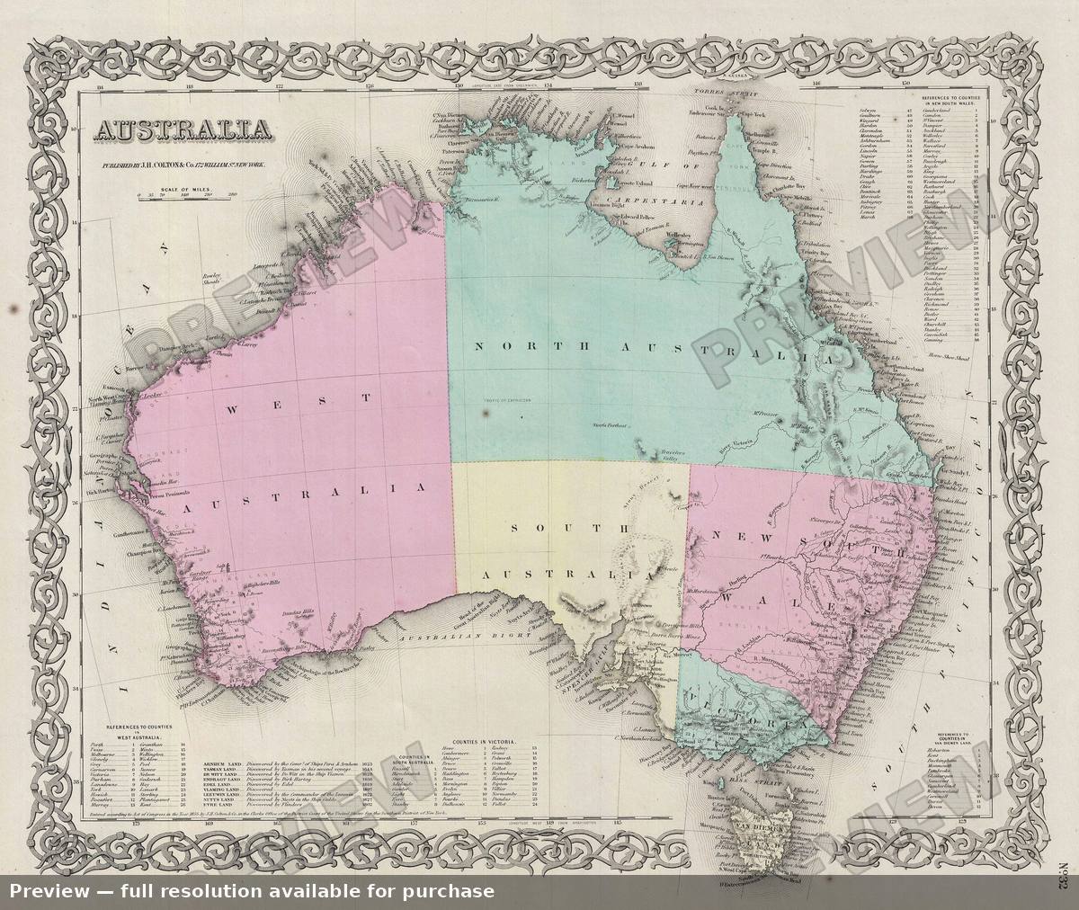 Antique map: Australia, 1856