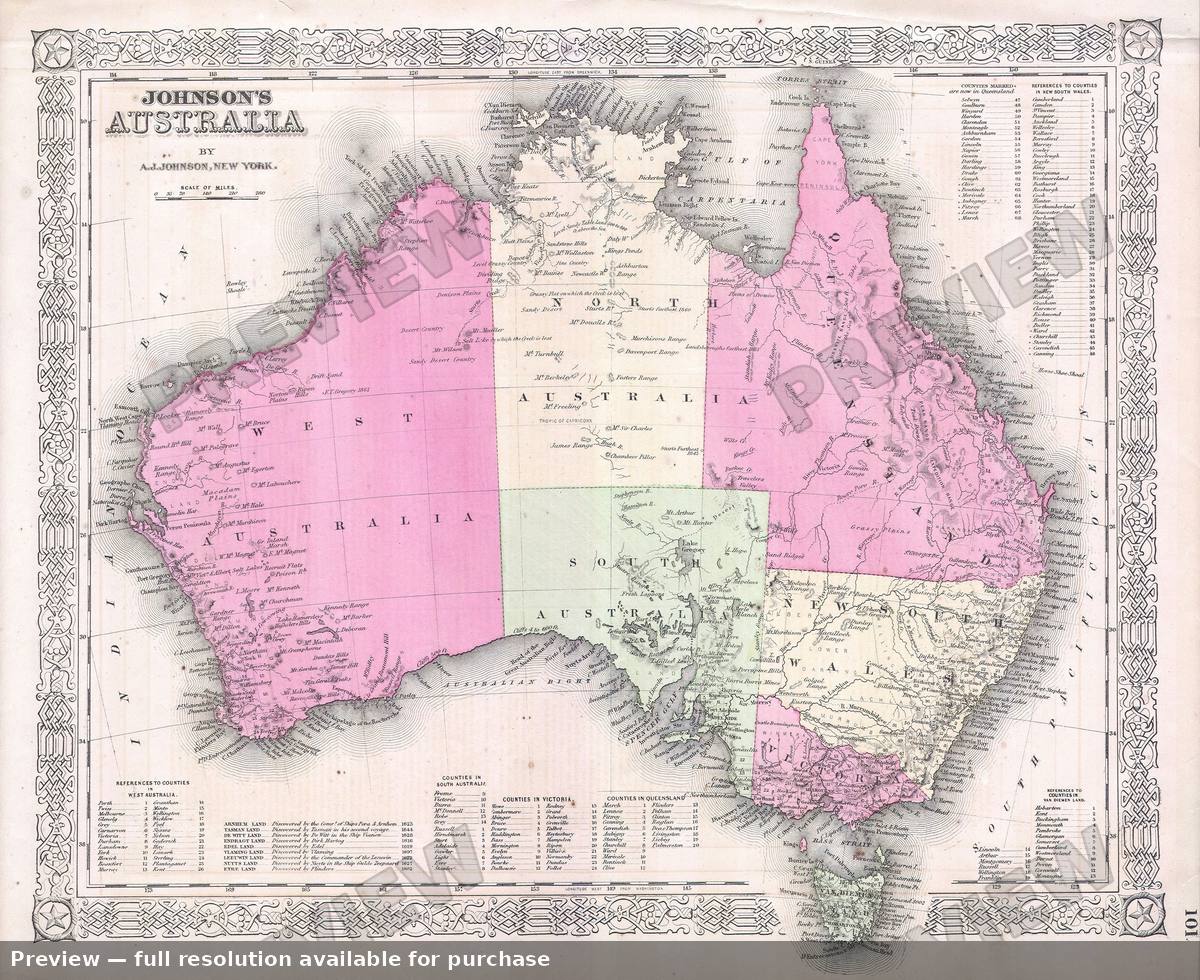 Antique map: Australia, 1865