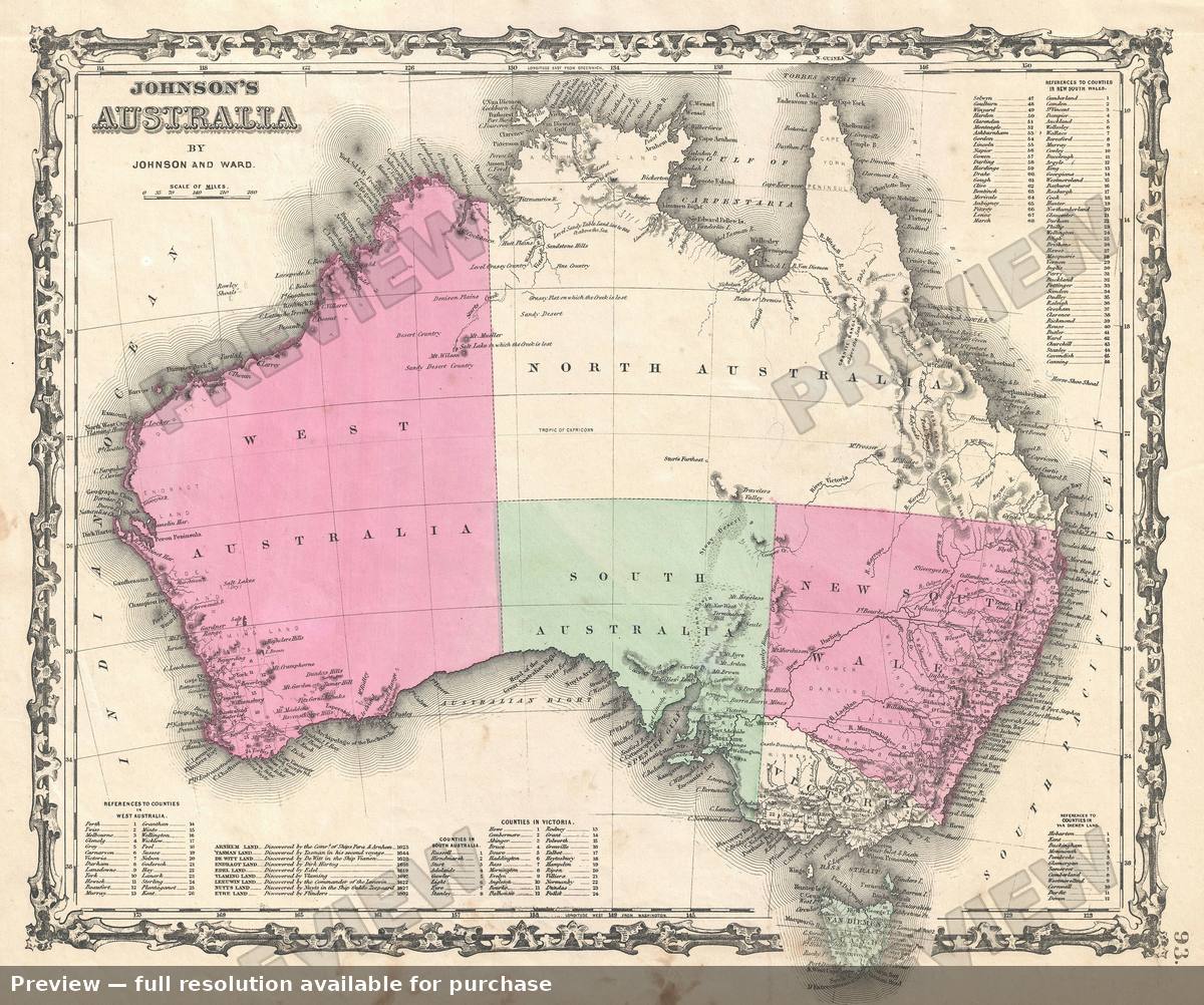 Antique map: Australia, 1862, 1862
