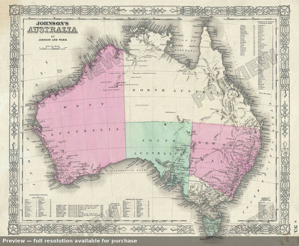 Antique map: Australia, 1863