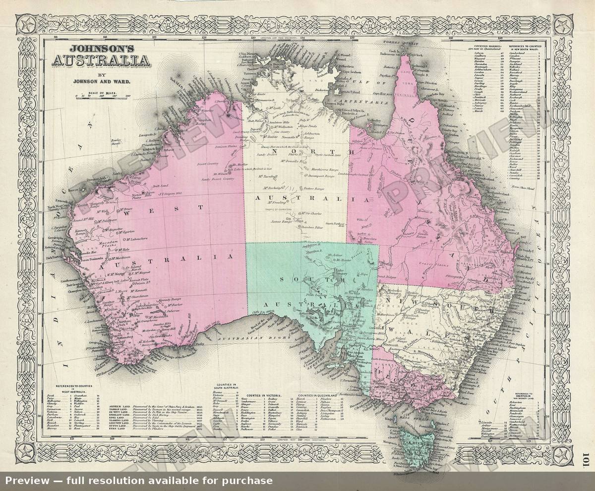 Antique map: Australia, 1864