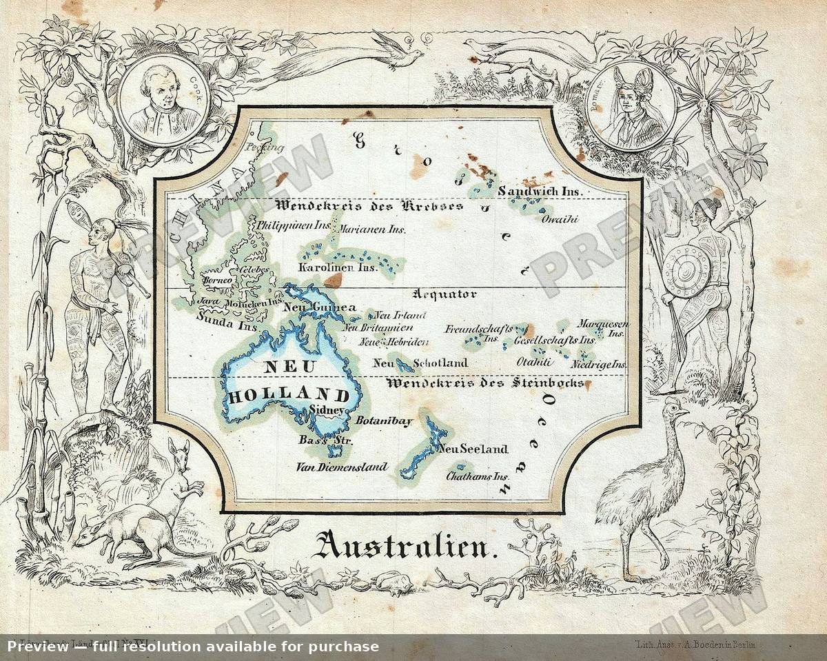 Antique map: Australia, 1846