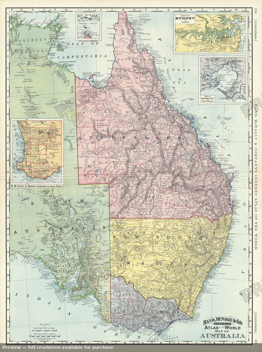 Antique map: Australia, 1895