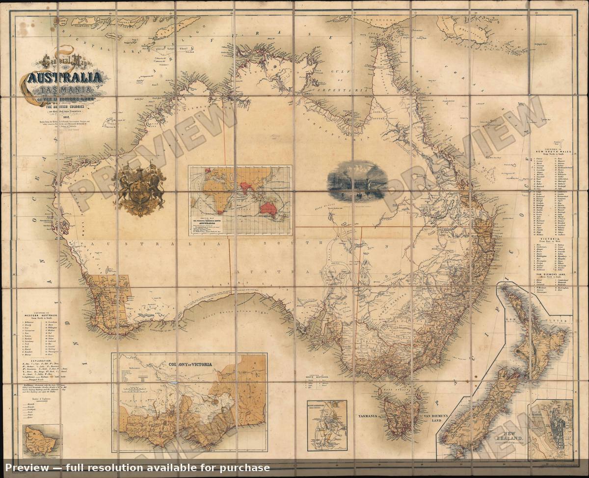 Antique map: Australia, 1857