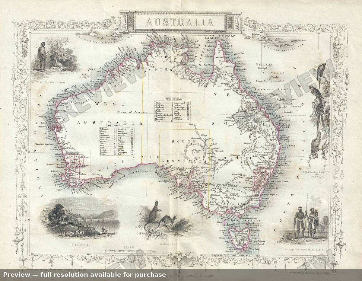 Antique map: Australia, 1851