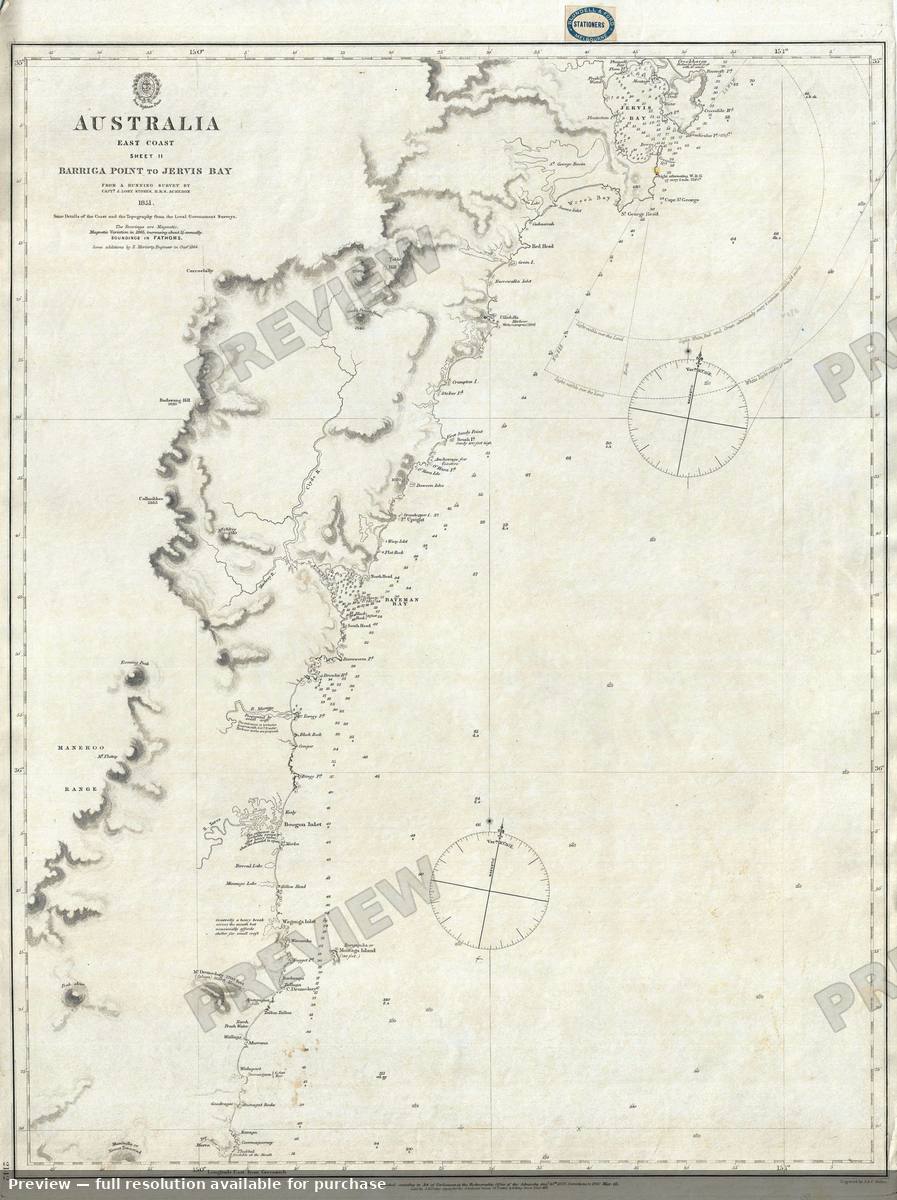 Antique map: Australia Barriga Jervis, 1865