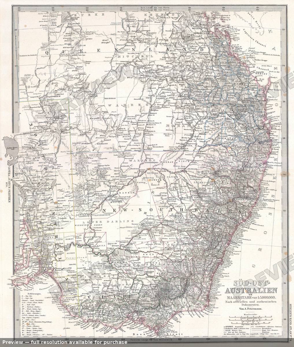 Antique map: Australia East, 1876, 1876
