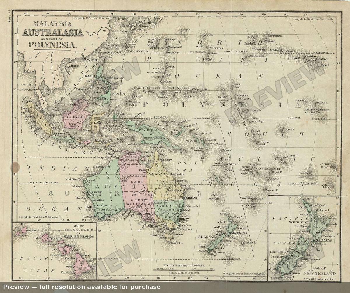 Antique map: Australia Polynesia, 1879
