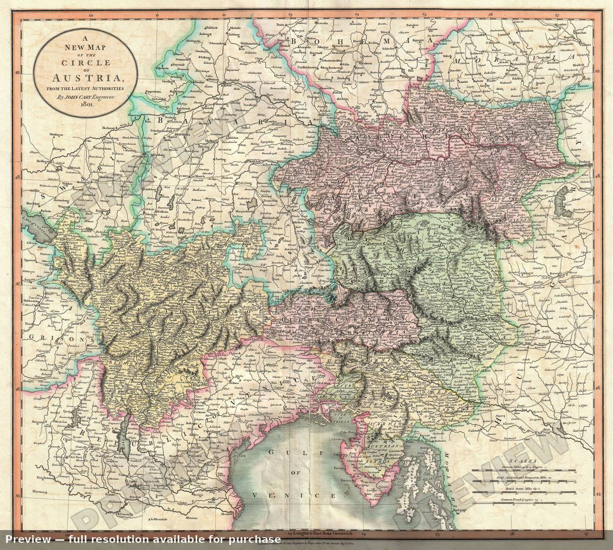 Antique map: Austria, 1801