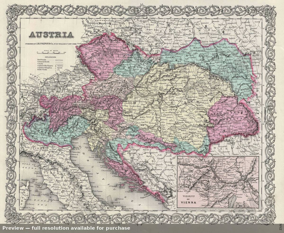 Antique map: Austria, 1856