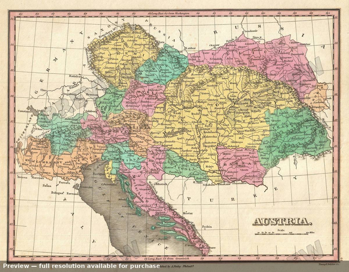 Antique map: Austria, 1827