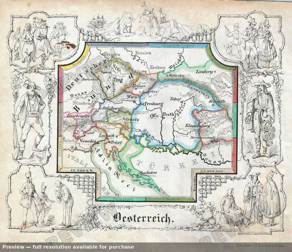 Antique map: Austria, 1846
