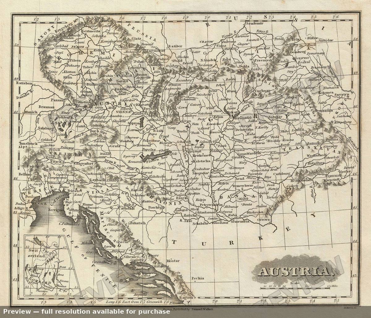 Antique map: Austria, 1828, 1828