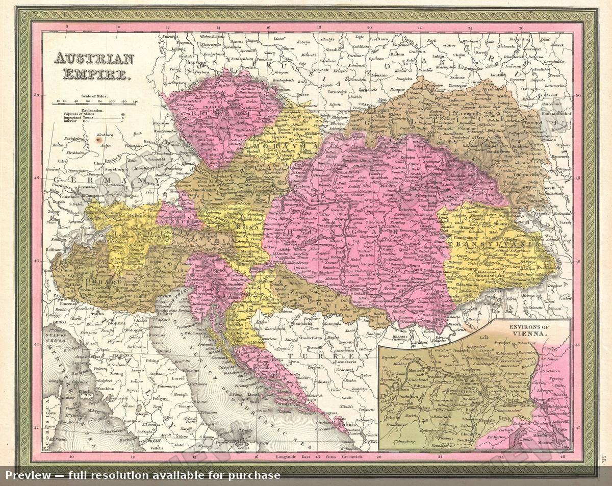 Antique map: Austria, 1850