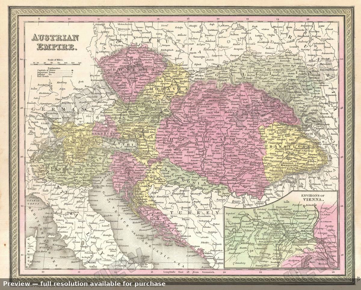 Antique map: Austria, 1854, 1854