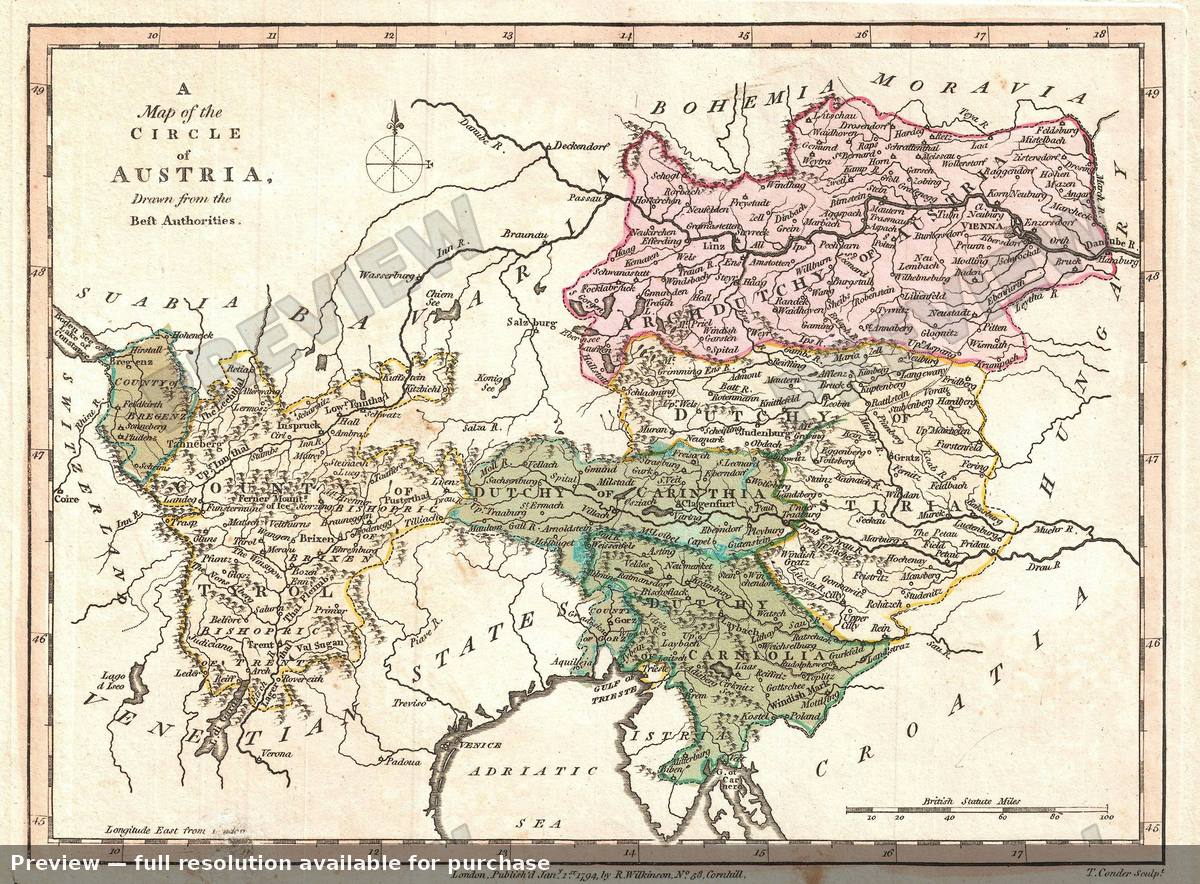 Antique map: Austria, 1794, 1794