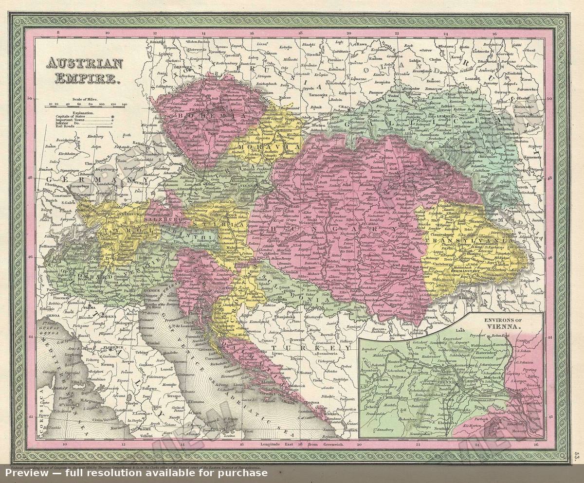 Antique map: Austria 2, 1854, 1854