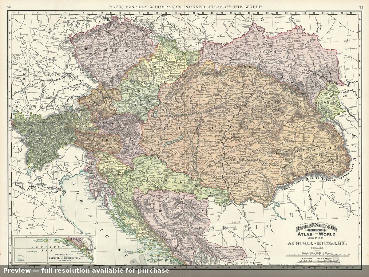 Antique map: Austria Hungary, 1895
