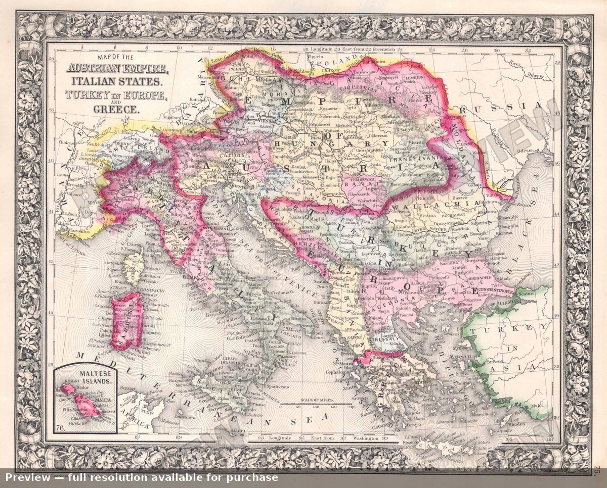 Antique map: Austria Italy, 1864, 1864