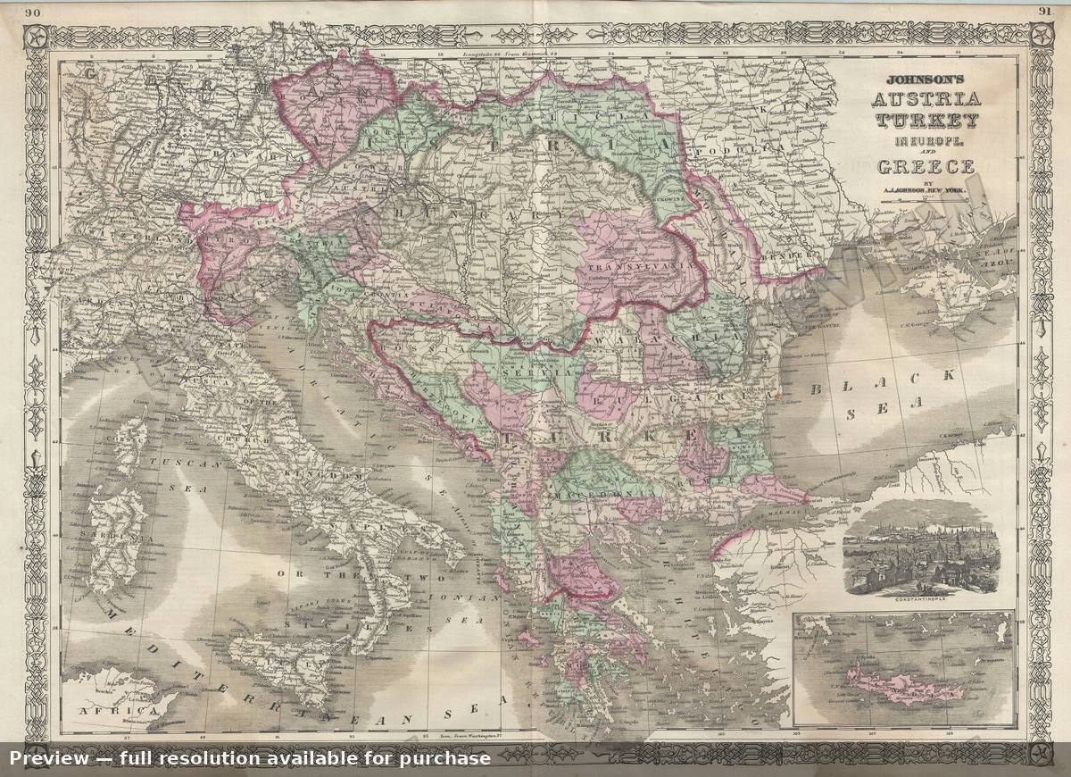 Antique map: Austria Turkey, 1866, 1866