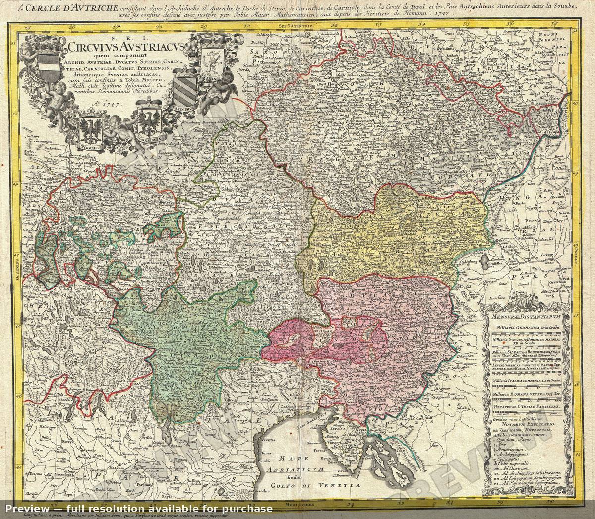 Antique map: Austriacus, 1747
