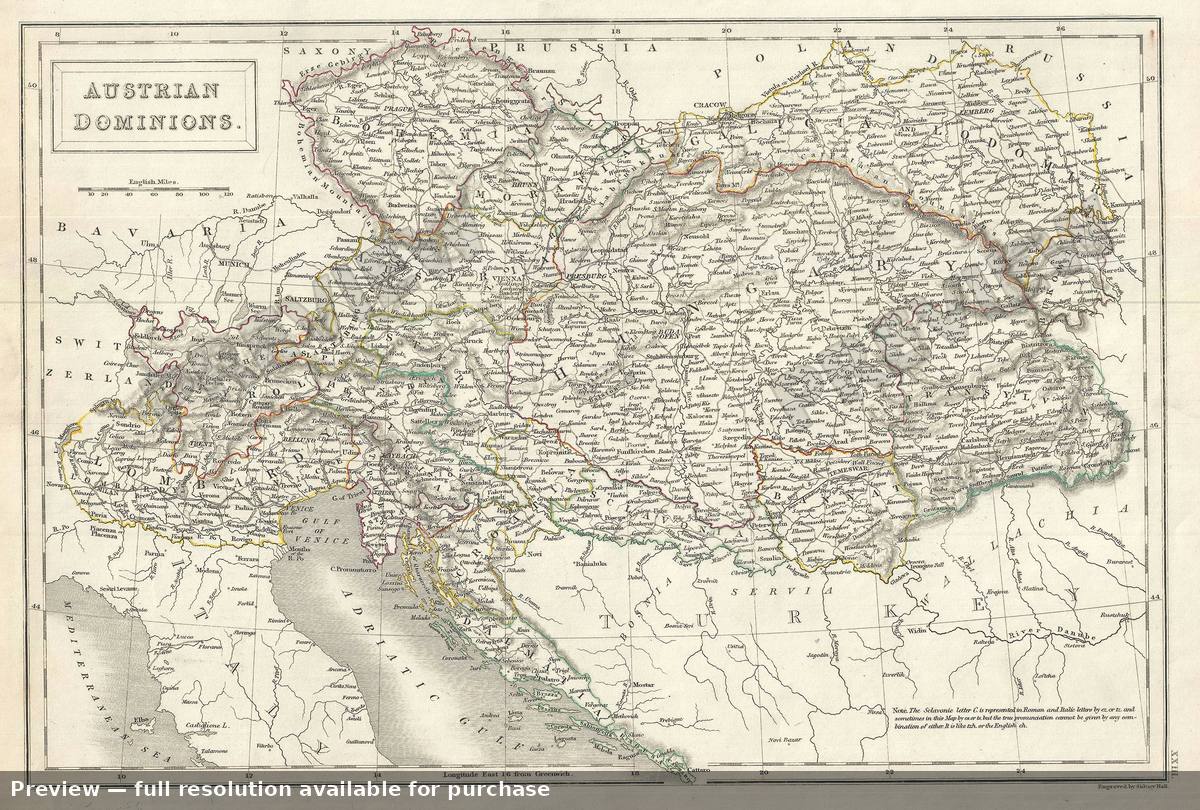 Antique map: Austrian Dominions, 1844