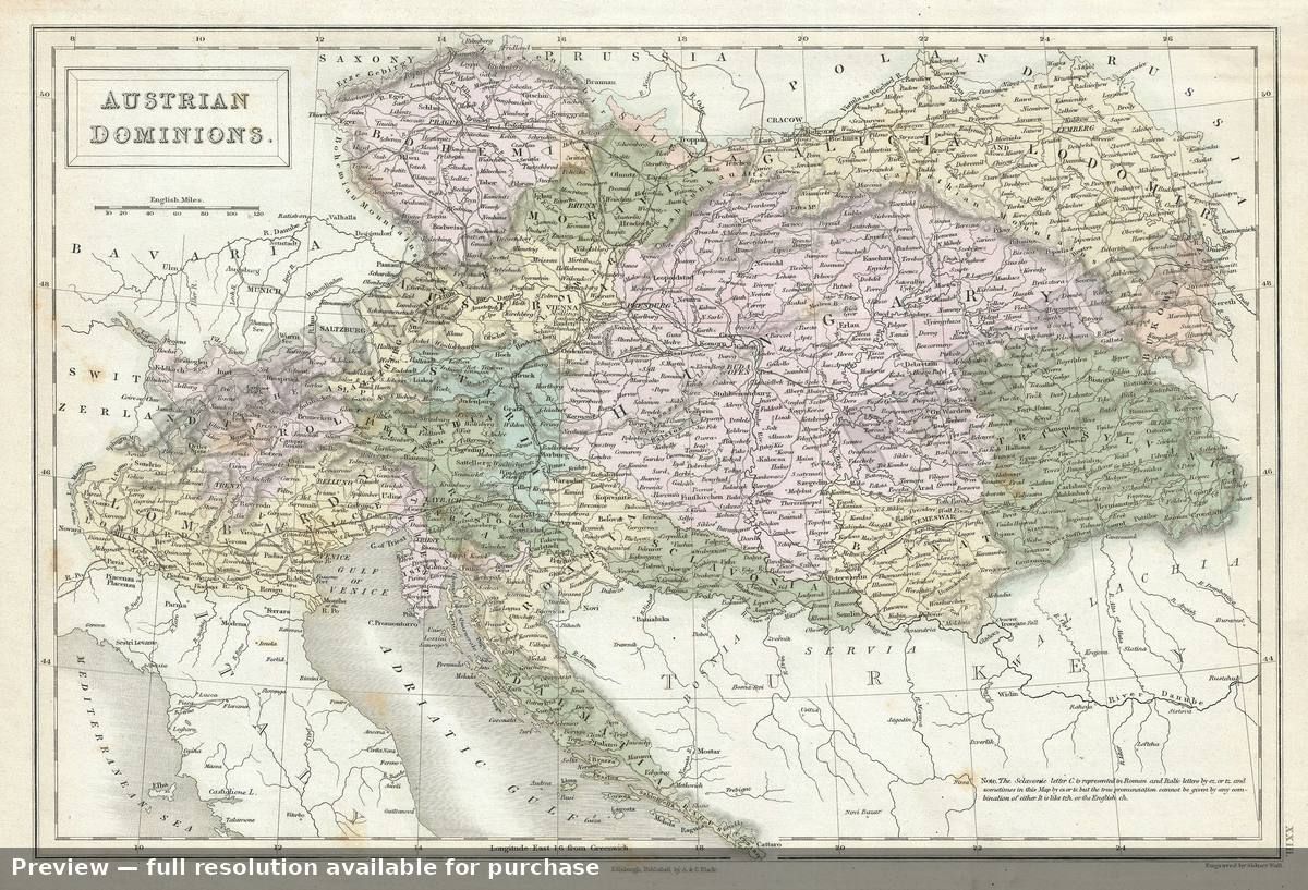 Antique map: Austrian Empire, 1851, 1851