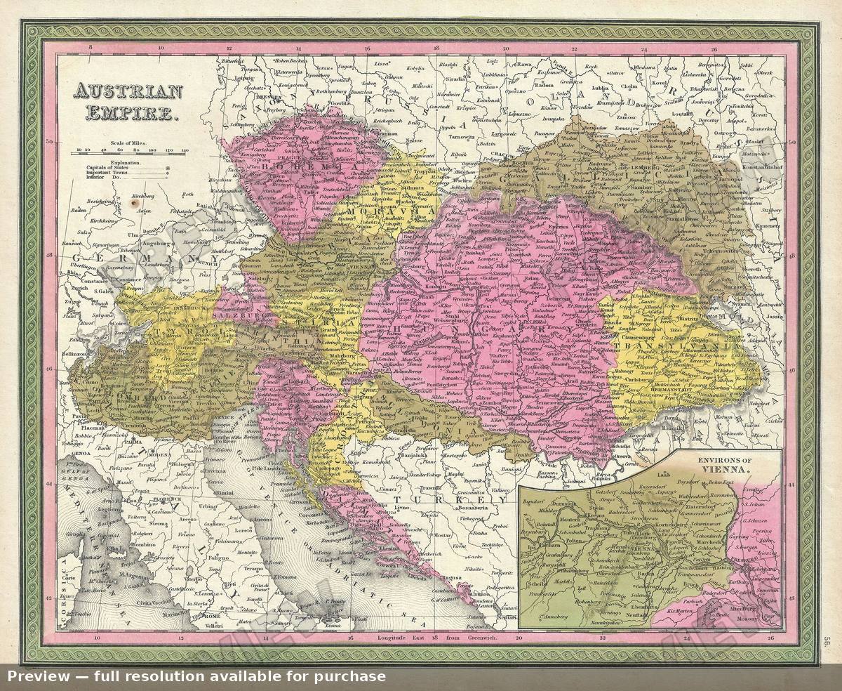 Antique map: Austrian Empire, 1846
