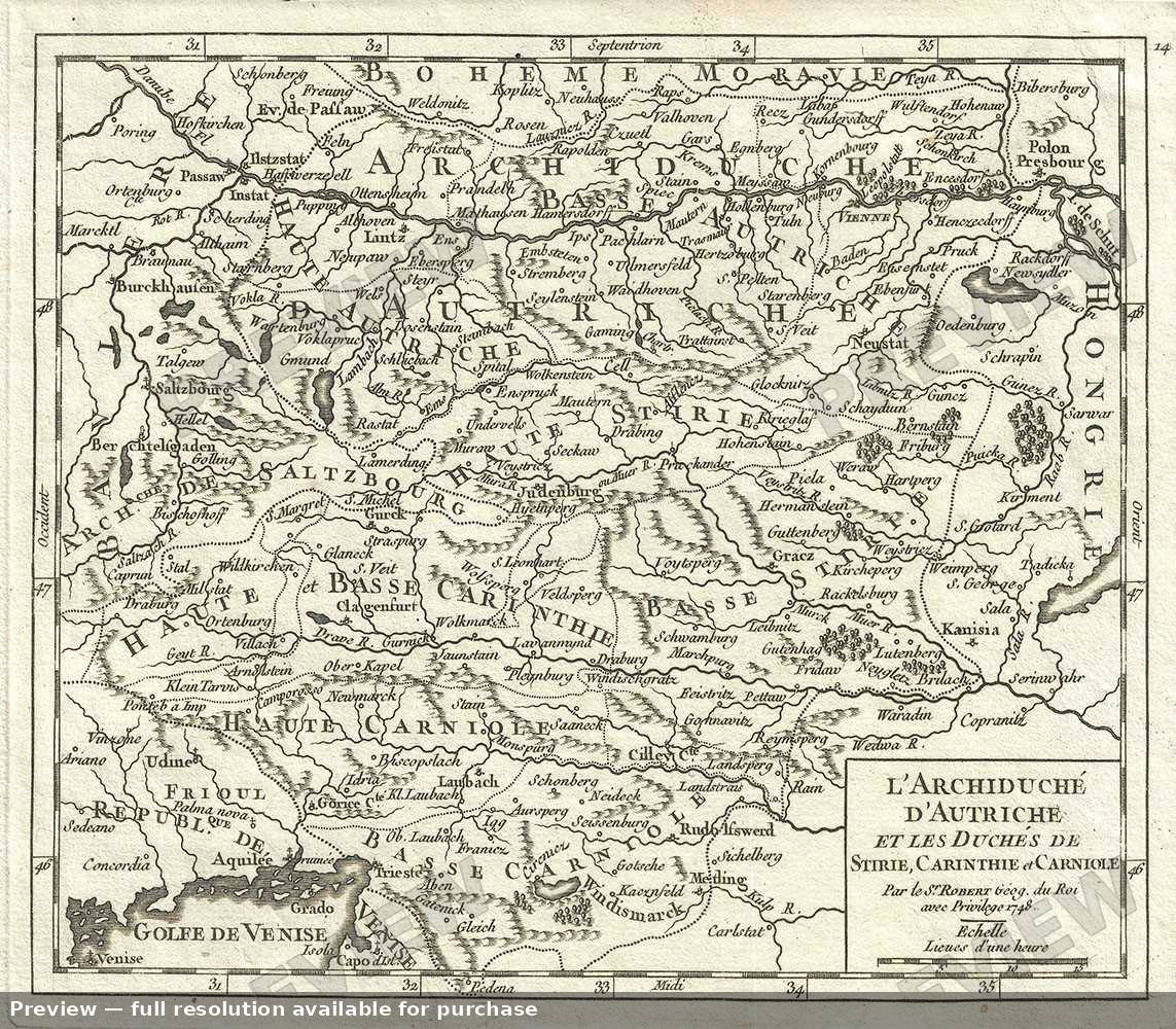 Antique map: Autriche Stirie, 1748