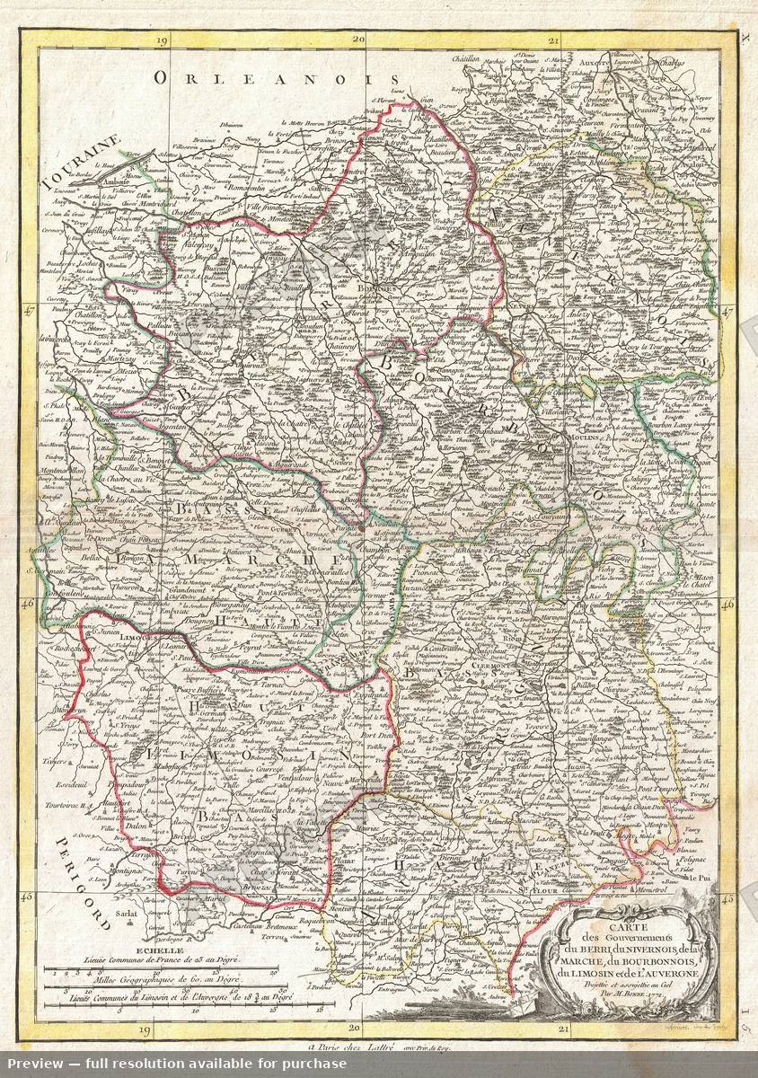 Antique map: Auvergne, 1771, 1771