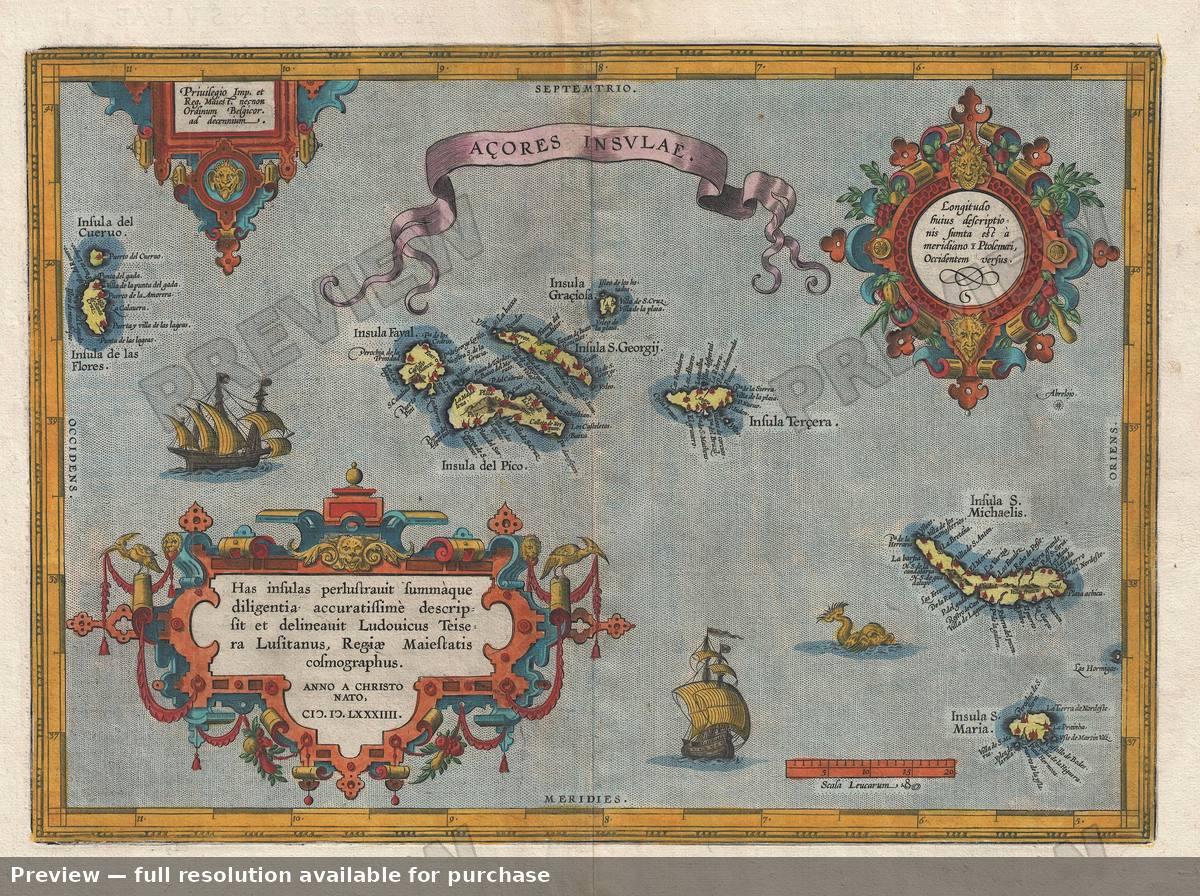 Antique map: Azores, 1603, 1603
