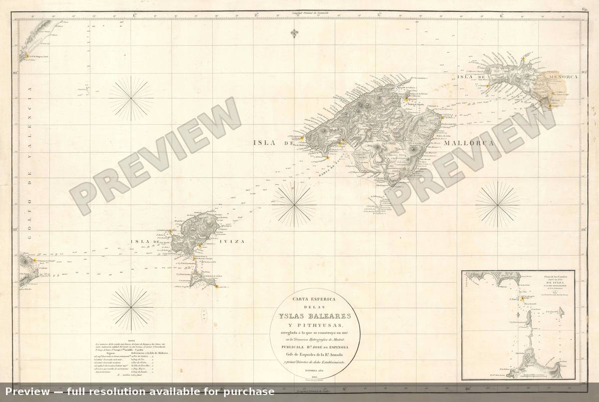 Antique map: Balaeric Islands, 1812, 1812