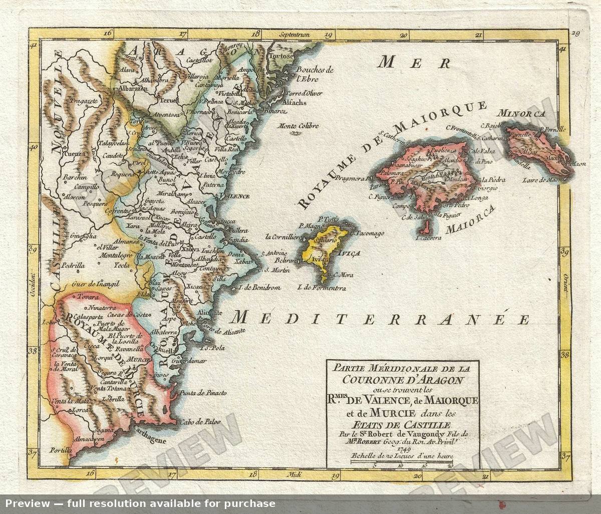 Antique map: Balearic, 1749, 1749