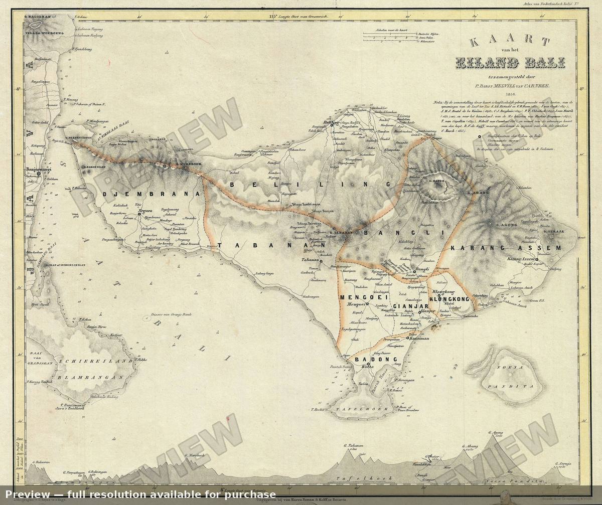 Antique map: Bali, 1856, 1856