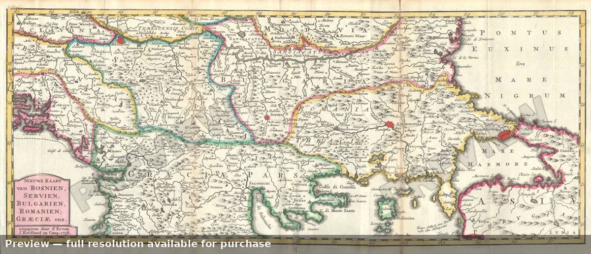 Antique map: Balkans, 1738