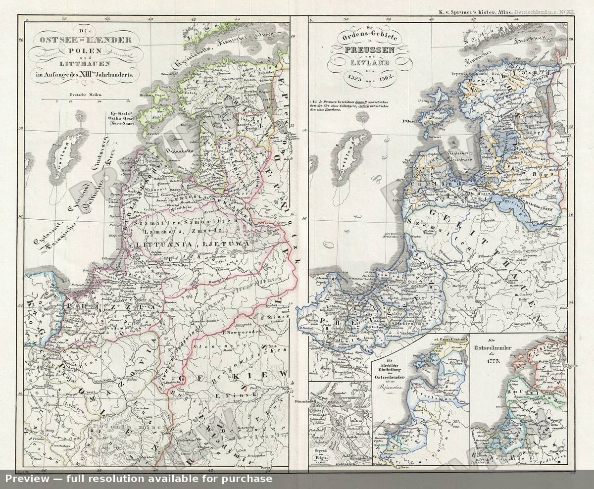 Antique map: Baltic Sea Countries, 1854, 1854