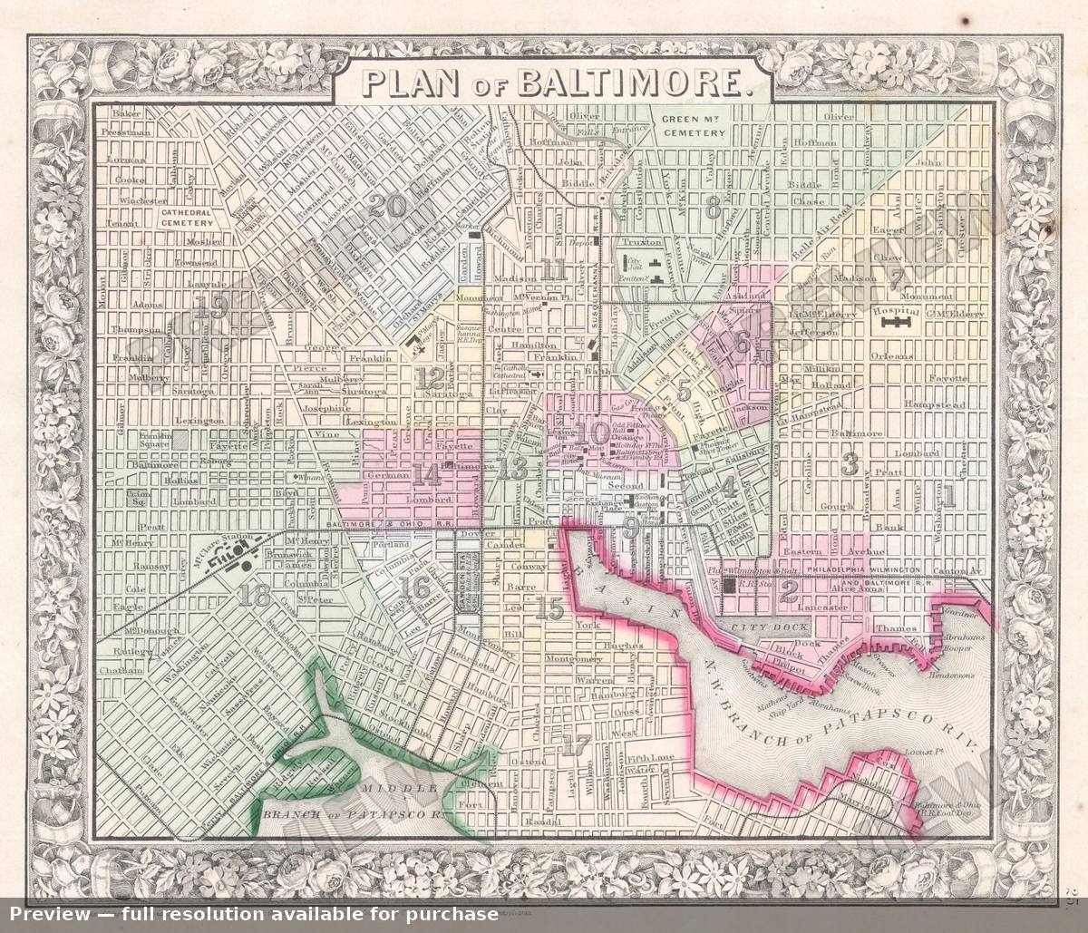 Antique map: Baltimore, 1864, 1864