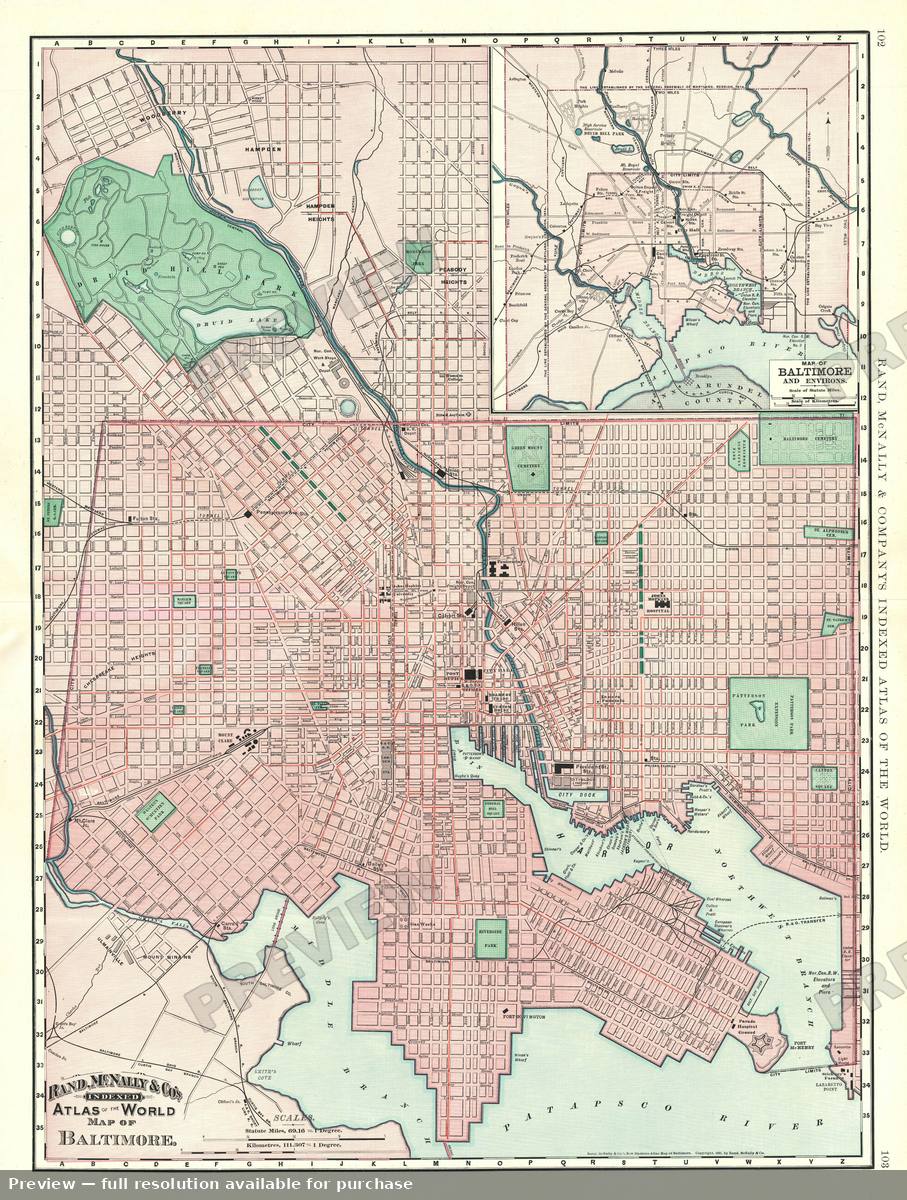 Antique map: Baltimore, 1893, 1893