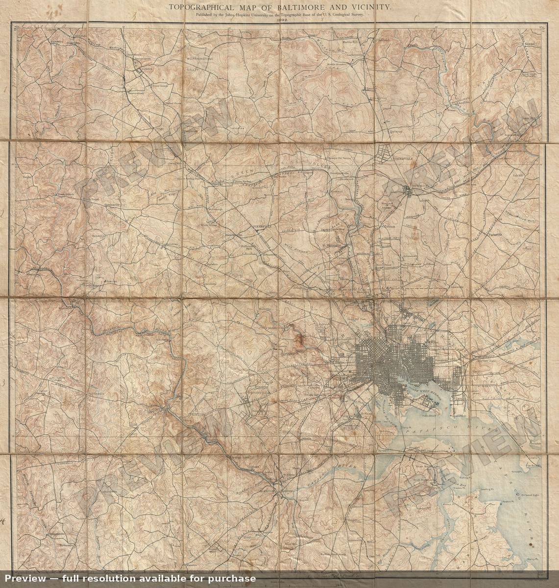 Antique map: Baltimore, 1892