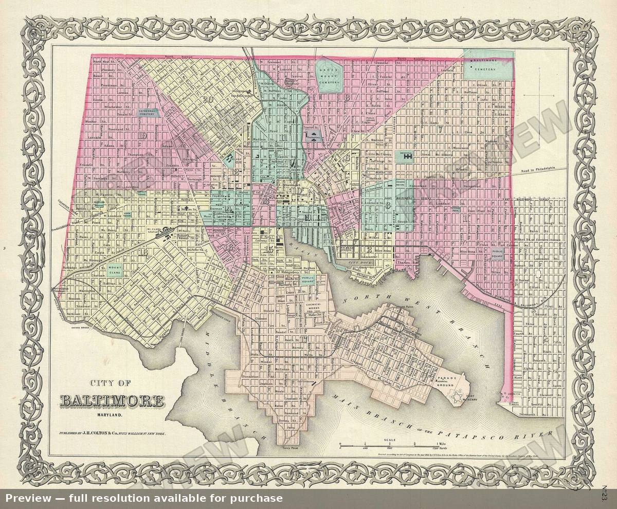 Antique map: Baltimore 2, 1856