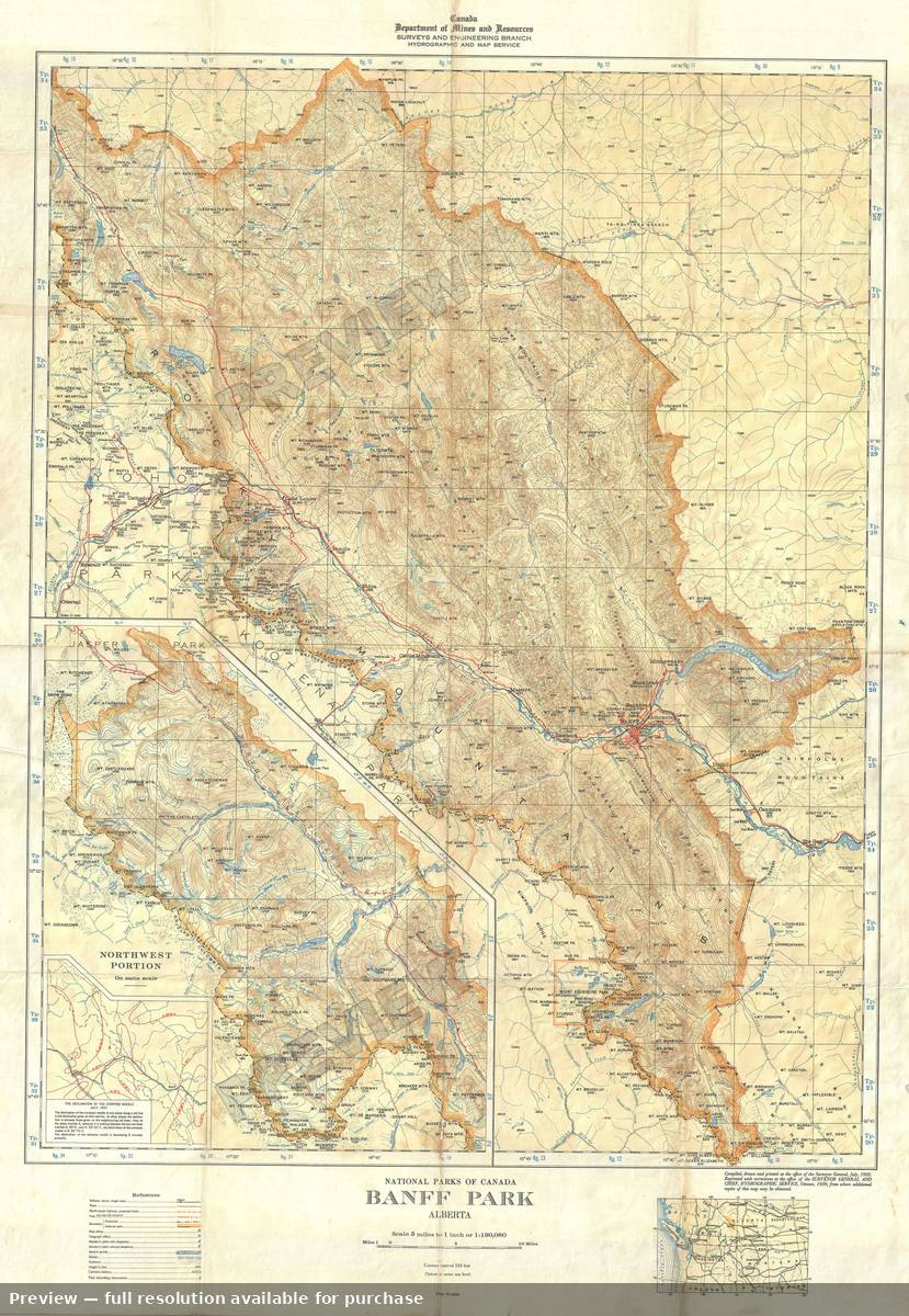 Antique map: Banff Park, 1939