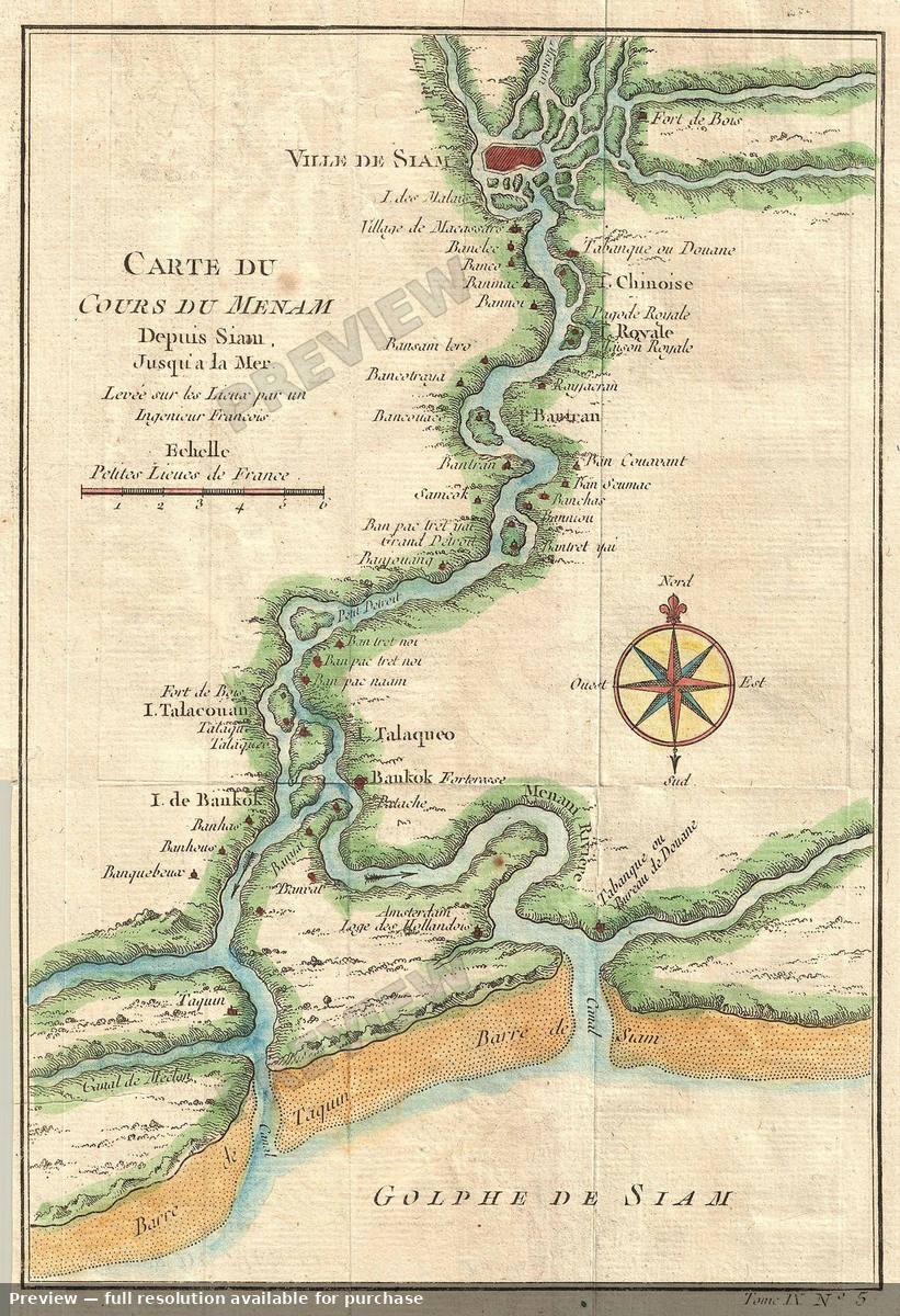 Antique map: Bangkok, 1749
