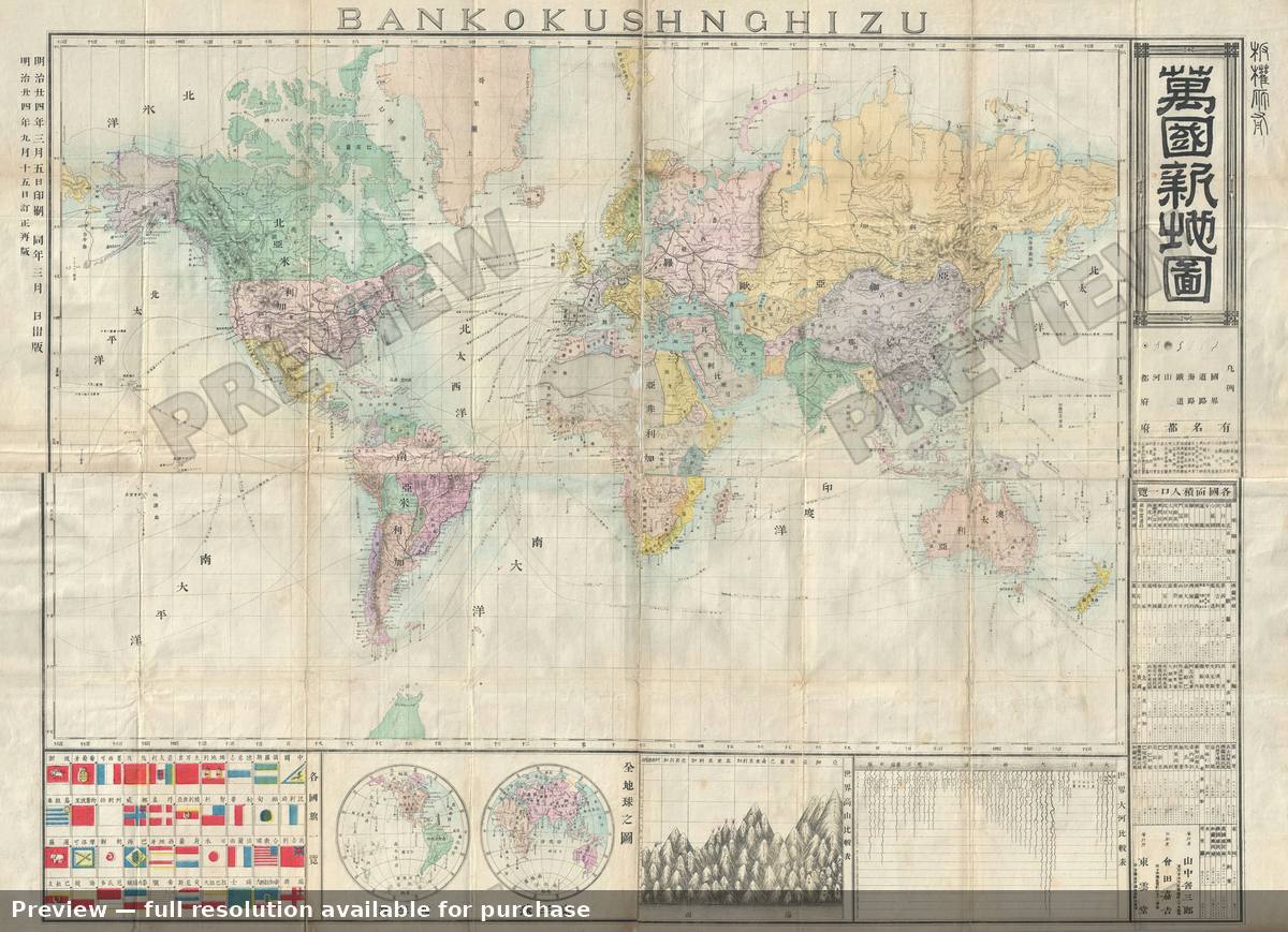 Antique map: Bankokushnghizu, 1881, 1881