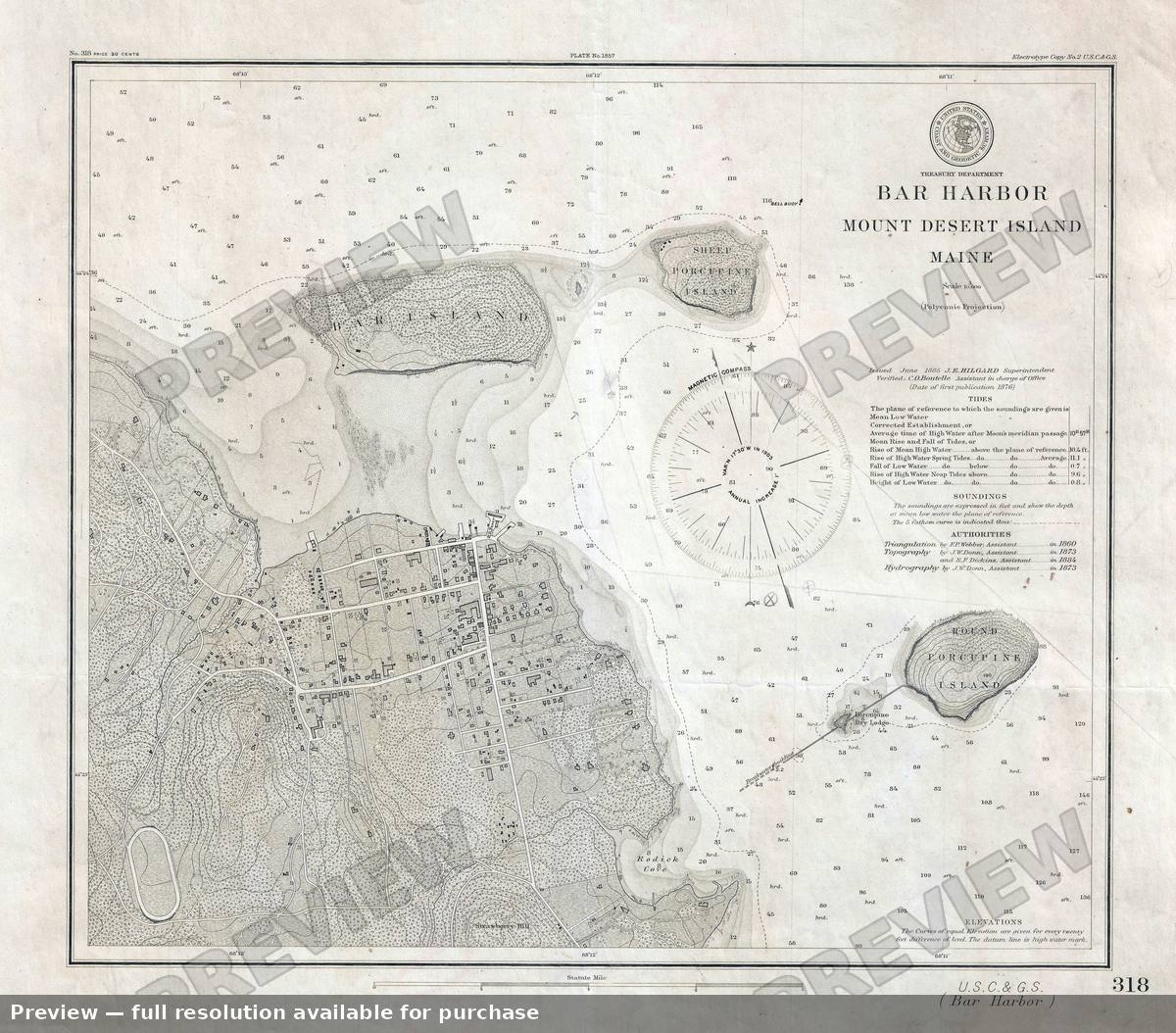 Antique map: Bar Harbor, 1885