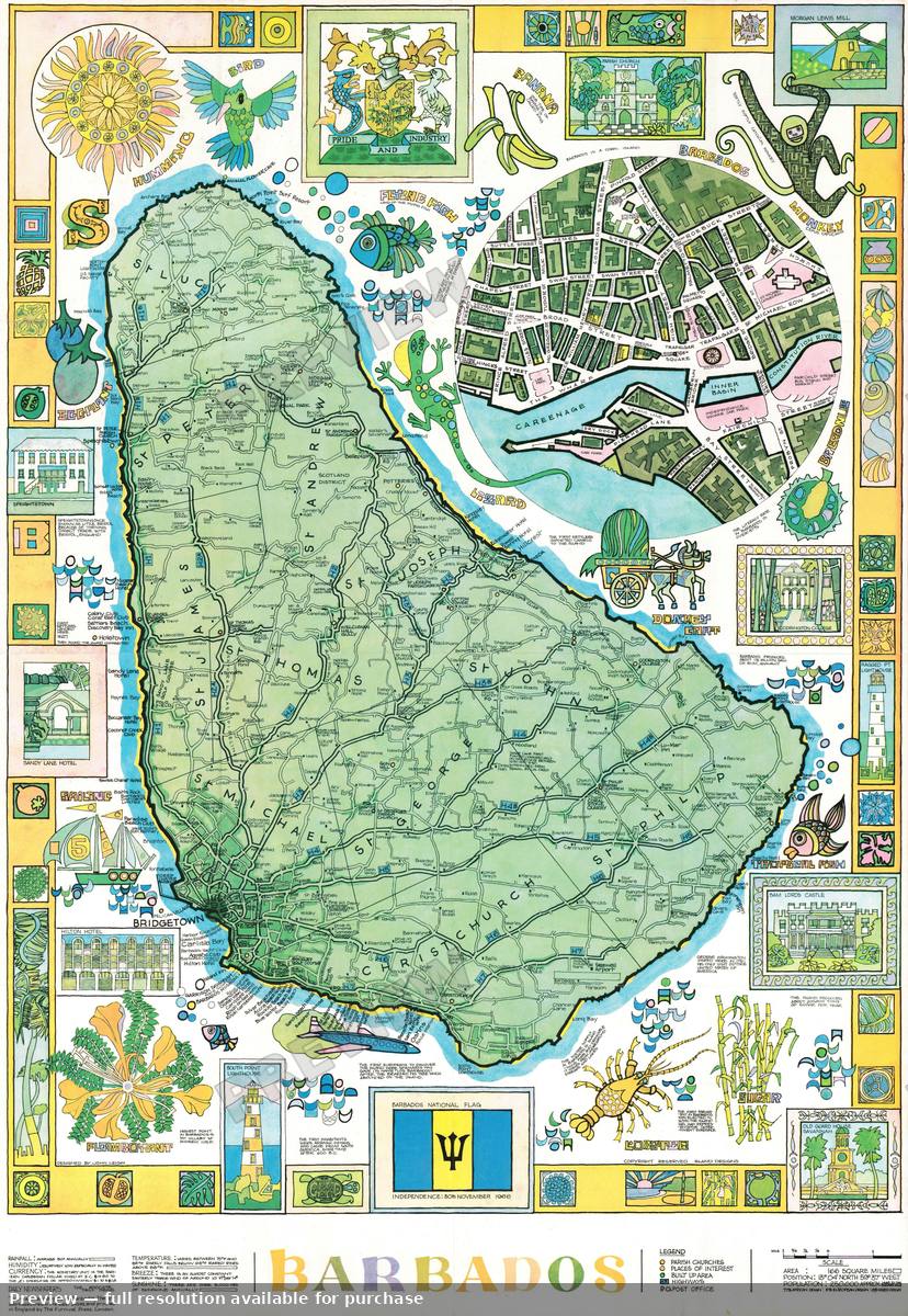 Antique map: Barbados, 1973, 1973