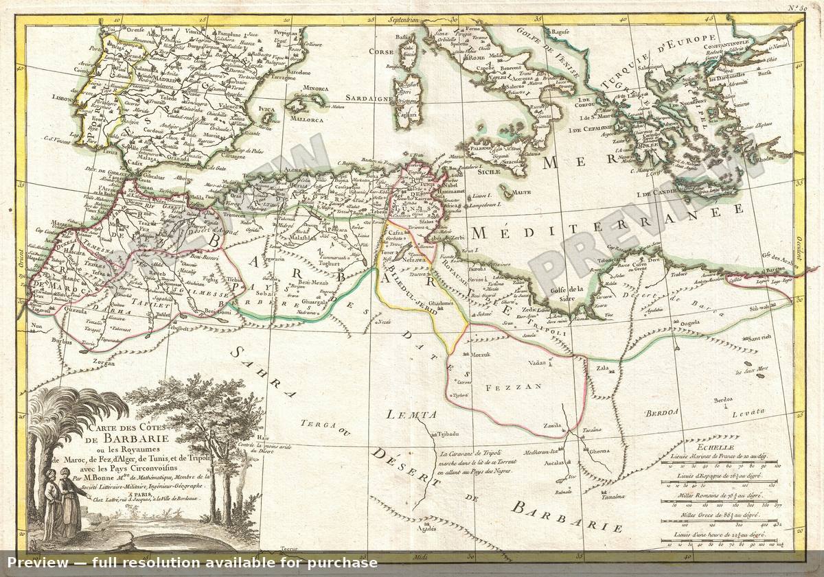 Antique map: Barbarie, 1771, 1771