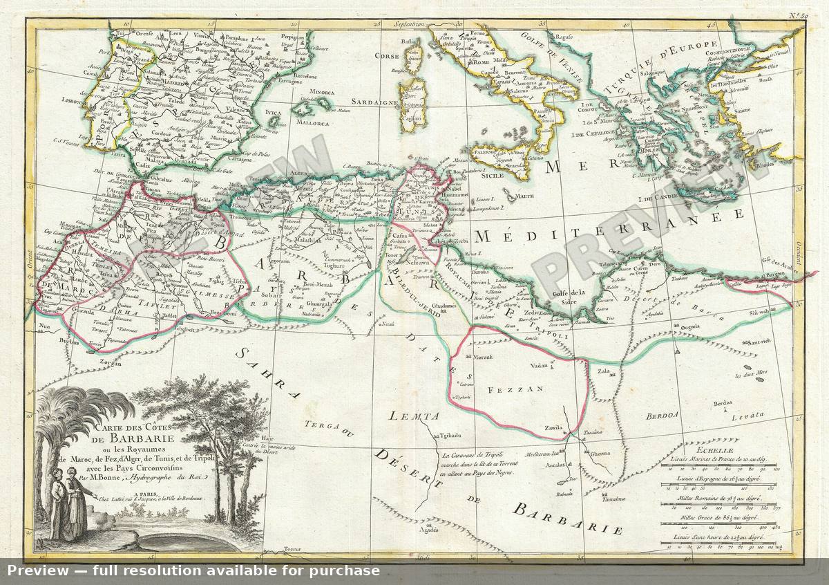 Antique map: Barbarie, 1783, 1783