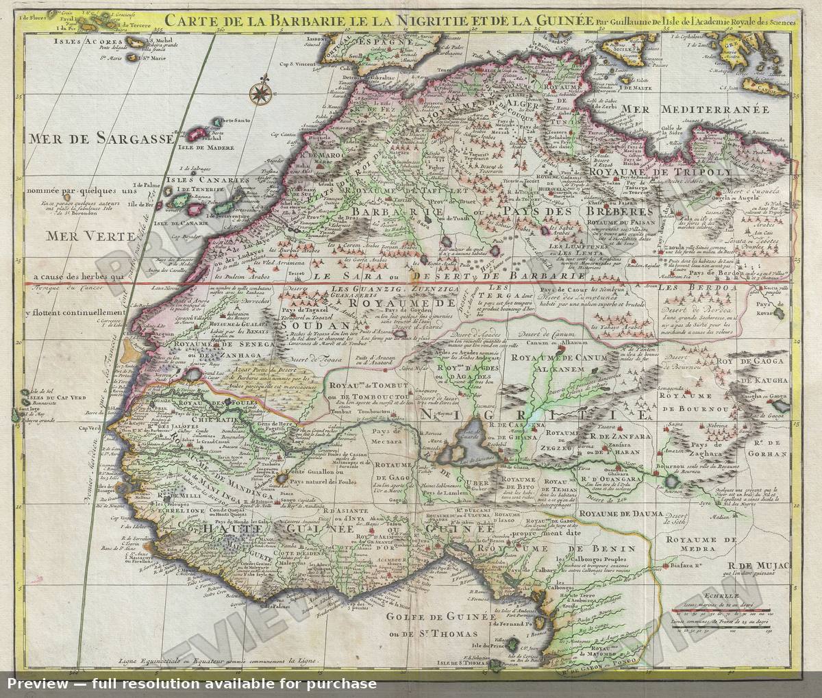 Antique map: Barbarie Nigrite Guinee, 1707