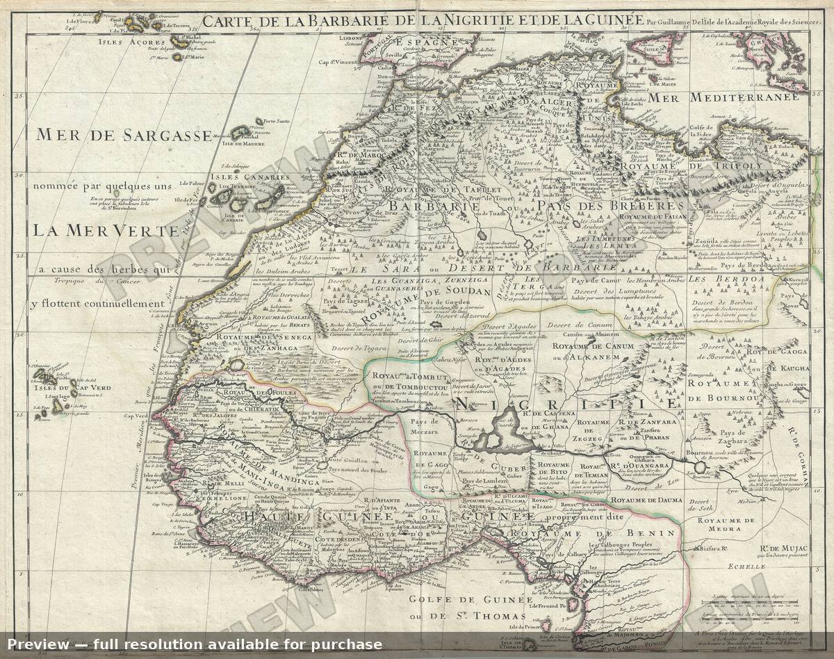 Antique map: Barbarie Nigritie, 1707