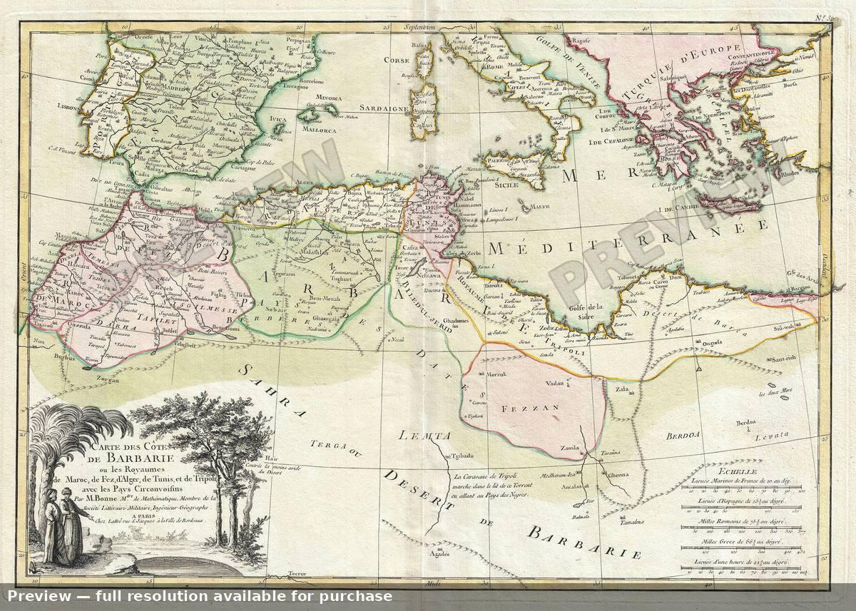 Antique map: Barbary, 1762, 1762